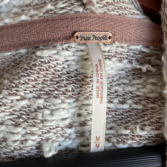 Free People Size Medium oversized open Front Cardigan Swing Sweater Brown - Picture 9 of 11